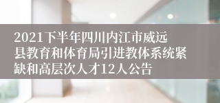 2021下半年四川内江市威远县教育和体育局引进教体系统紧缺和高层次人才12人公告