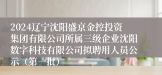 2024辽宁沈阳盛京金控投资集团有限公司所属三级企业沈阳数字科技有限公司拟聘用人员公示（第一批）