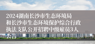 2024湖南长沙市生态环境局和长沙市生态环境保护综合行政执法支队公开招聘中级雇员3人公告