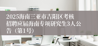 2025海南三亚市吉阳区考核招聘应届海南专项研究生3人公告（第1号）