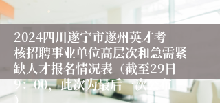 2024四川遂宁市遂州英才考核招聘事业单位高层次和急需紧缺人才报名情况表（截至29日9：00，此次为最后一次公布）