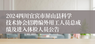 2024四川宜宾市屏山县科学技术协会招聘编外用工人员总成绩及进入体检人员公告