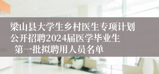 梁山县大学生乡村医生专项计划公开招聘2024届医学毕业生  第一批拟聘用人员名单