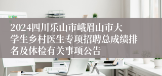 2024四川乐山市峨眉山市大学生乡村医生专项招聘总成绩排名及体检有关事项公告