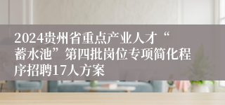 2024贵州省重点产业人才“蓄水池”第四批岗位专项简化程序招聘17人方案