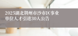 2025湖北荆州市沙市区事业单位人才引进30人公告