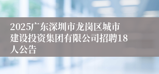 2025广东深圳市龙岗区城市建设投资集团有限公司招聘18人公告