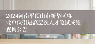 2024河南平顶山市新华区事业单位引进高层次人才笔试成绩查询公告