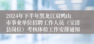 2024年下半年黑龙江双鸭山市事业单位招聘工作人员（宝清县岗位）考核体检工作安排通知