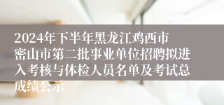 2024年下半年黑龙江鸡西市密山市第二批事业单位招聘拟进入考核与体检人员名单及考试总成绩公示