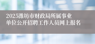 2025潍坊市财政局所属事业单位公开招聘工作人员网上报名