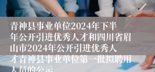 青神县事业单位2024年下半年公开引进优秀人才和四川省眉山市2024年公开引进优秀人才青神县事业单位第一批拟聘用人员的公示