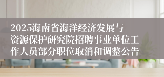 2025海南省海洋经济发展与资源保护研究院招聘事业单位工作人员部分职位取消和调整公告