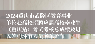 2024重庆市武隆区教育事业单位赴高校招聘应届高校毕业生（重庆站）考试考核总成绩及进入签约环节人员名单公布