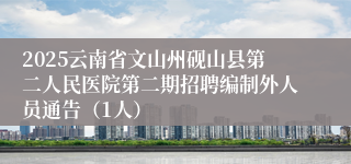 2025云南省文山州砚山县第二人民医院第二期招聘编制外人员通告（1人）