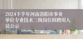 2024下半年河南洛阳市事业单位专业技术三级岗位拟聘用人员公示