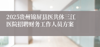 2025贵州锦屏县医共体三江医院招聘财务工作人员方案