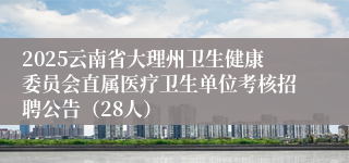 2025云南省大理州卫生健康委员会直属医疗卫生单位考核招聘公告（28人）