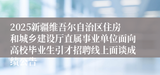 2025新疆维吾尔自治区住房和城乡建设厅直属事业单位面向高校毕业生引才招聘线上面谈成绩公告