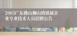 2005广东佛山狮山镇镇属企业专业技术人员招聘公告