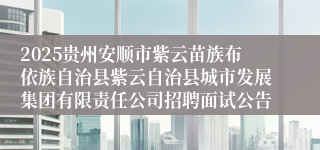 2025贵州安顺市紫云苗族布依族自治县紫云自治县城市发展集团有限责任公司招聘面试公告