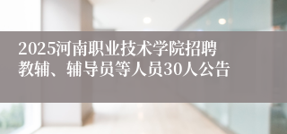 2025河南职业技术学院招聘教辅、辅导员等人员30人公告