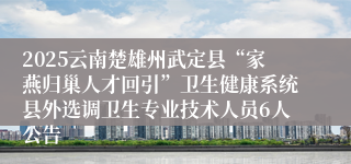 2025云南楚雄州武定县“家燕归巢人才回引”卫生健康系统县外选调卫生专业技术人员6人公告