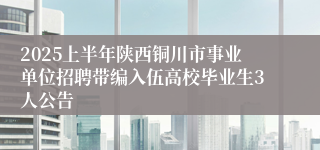 2025上半年陕西铜川市事业单位招聘带编入伍高校毕业生3人公告