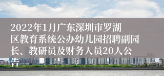 2022年1月广东深圳市罗湖区教育系统公办幼儿园招聘副园长、教研员及财务人员20人公告