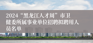 2024“黑龙江人才周”市卫健委所属事业单位招聘拟聘用人员名单