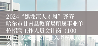 2024“黑龙江人才周”齐齐哈尔市甘南县教育局所属事业单位招聘工作人员会计岗（1009岗）总成绩及拟进入考核人员名单公示