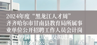 2024年度“黑龙江人才周”齐齐哈尔市甘南县教育局所属事业单位公开招聘工作人员会计岗（1009岗）总成绩及拟进入考核人员名单公示