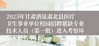 2025年甘肃酒泉肃北县医疗卫生事业单位校园招聘紧缺专业技术人员（第一批）进入考察环节人员名单公示