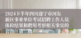 2024下半年四川遂宁市河东新区事业单位考试招聘工作人员体检结果和聘用考察相关事宜的公告（第二批）