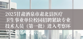 2025甘肃酒泉市肃北县医疗卫生事业单位校园招聘紧缺专业技术人员（第一批）进入考察环节人员名单公示