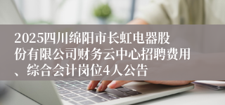 2025四川绵阳市长虹电器股份有限公司财务云中心招聘费用、综合会计岗位4人公告