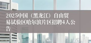 2025中国（黑龙江）自由贸易试验区哈尔滨片区招聘4人公告