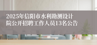 2025年信阳市水利勘测设计院公开招聘工作人员13名公告