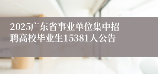 2025广东省事业单位集中招聘高校毕业生15381人公告