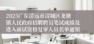 2025广东清远市清城区龙塘镇人民政府招聘聘员笔试成绩及进入面试资格复审人员名单通知