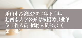 乐山市沙湾区2024年下半年赴西南大学公开考核招聘事业单位工作人员  拟聘人员公示（第一批）