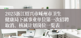 2025浙江绍兴市嵊州市卫生健康局下属事业单位第一次招聘取消、核减计划岗位一览表