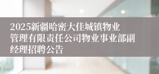 2025新疆哈密大佳城镇物业管理有限责任公司物业事业部副经理招聘公告