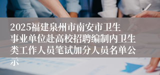 2025福建泉州市南安市卫生事业单位赴高校招聘编制内卫生类工作人员笔试加分人员名单公示