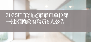 2025广东汕尾市市直单位第一批招聘政府聘员6人公告