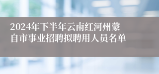 2024年下半年云南红河州蒙自市事业招聘拟聘用人员名单