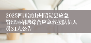 2025四川凉山州昭觉县应急管理局招聘综合应急救援队伍人员31人公告