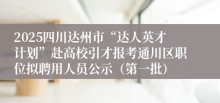 2025四川达州市“达人英才计划”赴高校引才报考通川区职位拟聘用人员公示（第一批）