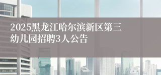 2025黑龙江哈尔滨新区第三幼儿园招聘3人公告