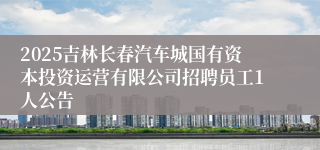 2025吉林长春汽车城国有资本投资运营有限公司招聘员工1人公告
